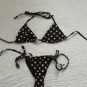 Princess Polly Brown Polka Dot Bikini (set)